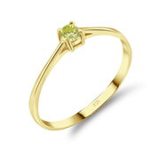 Gold Plate 3mm Peridot CZ Ring CSR-150-3-GP